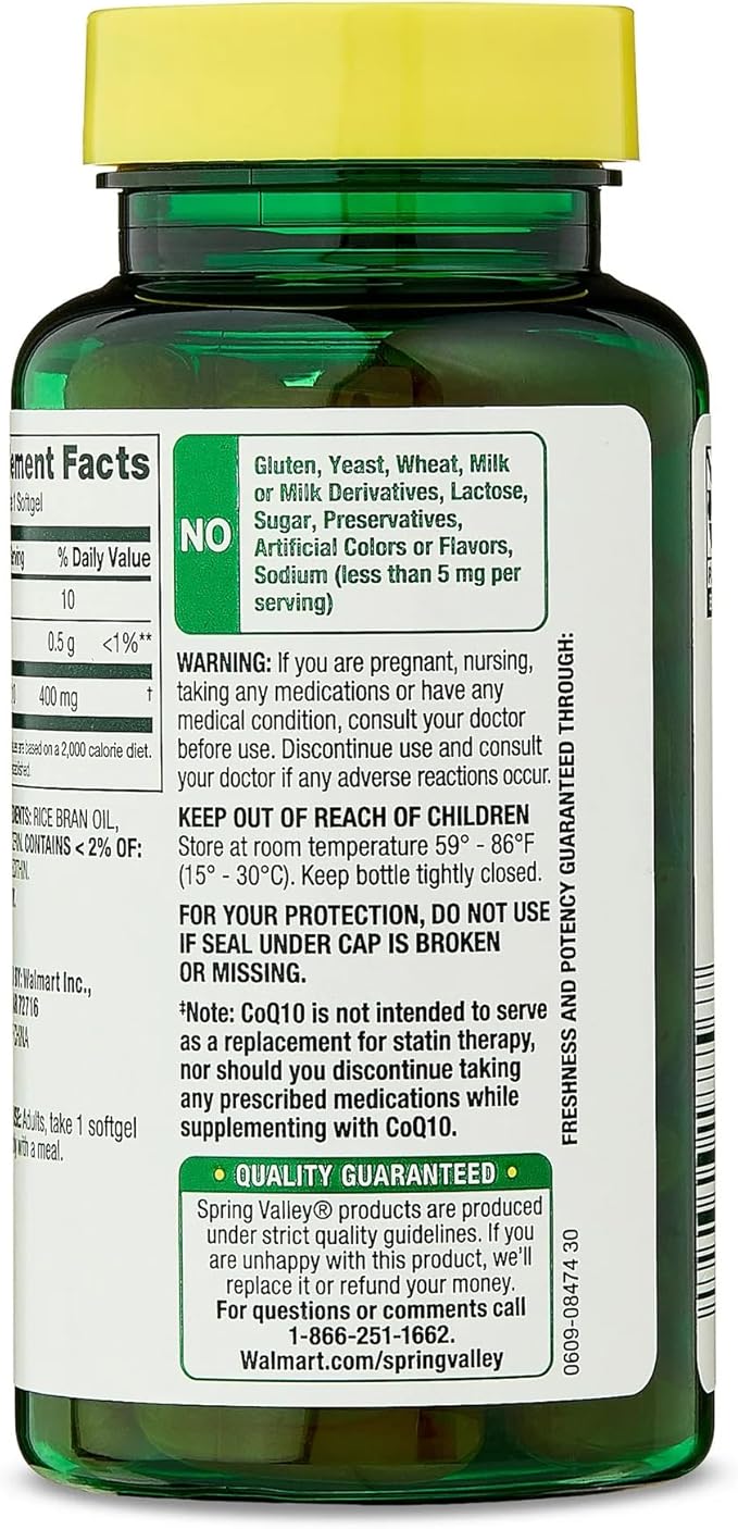 SUREFECT Spring Valley CoQ10 400mg - 30 Rapid-Release Softgels - Antioxidant Support for Heart &amp Energy Organizer.