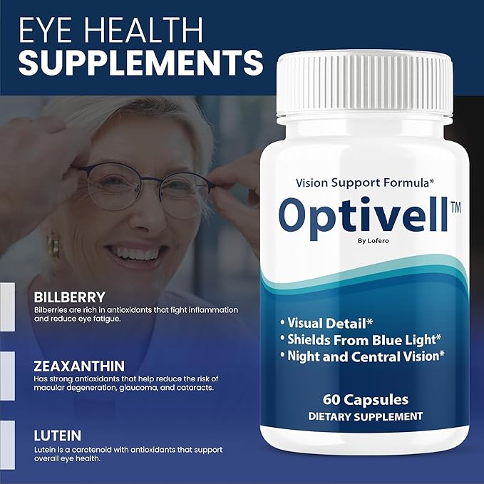 (3 Pack) Optivell Eye Capsules Optivel Pills Vitamins Eye Care Wellness Supplement Healthy Eyesight Retina Sharper Vision Support Formula Clear Eyes Ocular Comfort Health Visual Balance (180 ct)