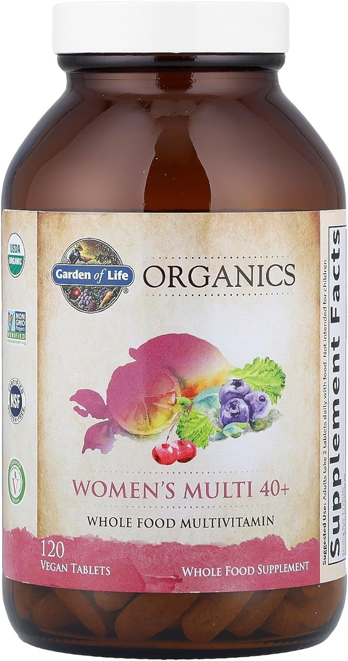 Garden of Life Multivitamin for Women 40 Plus Organics Womens Vitamins Hormone &amp Breast Health Support Blend Vegan 120 Tablets