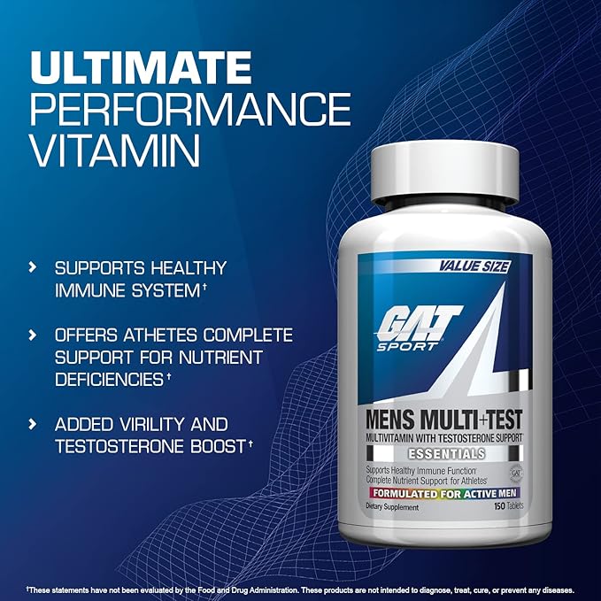 GAT SPORT Men's Multi + Test Premium Multivitamin Tablets (150 Count)