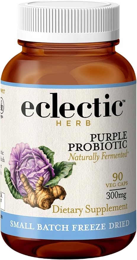 Eclectic Herb - Purple Probiotic Capsules | Digestive + Intestinal Support | Freeze Dried Concentrated Herbal Supplement | Vegan Non-GMO Gluten Free (90 CT | 300 mg)