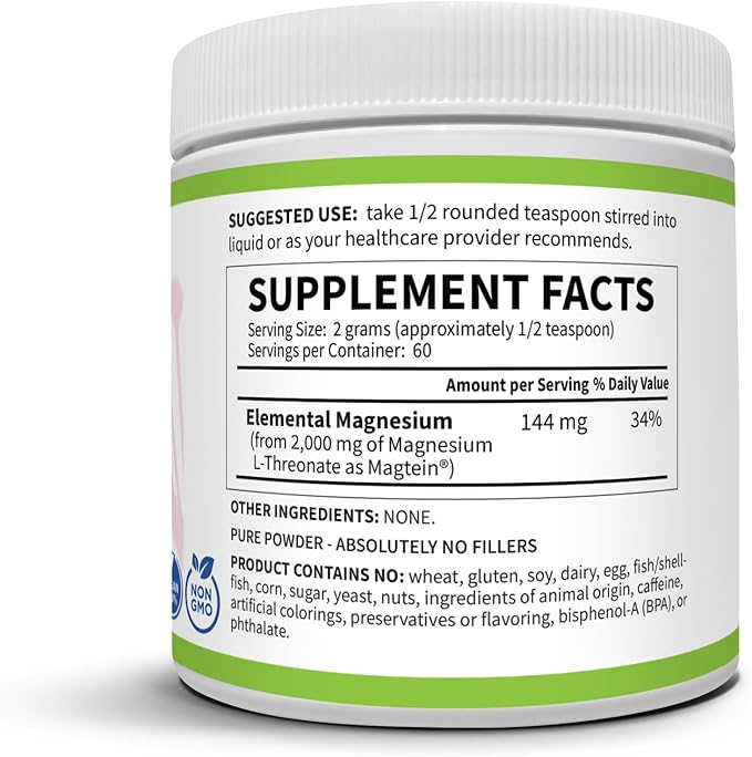 Methyl-Life® Magtein® Magnesium L-Threonate Powder – Brain-Preferred Magnesium for Superior Absorption &amp Purity | 120g (60 Servings) | Non-GMO Gluten-Free Filler-Free
