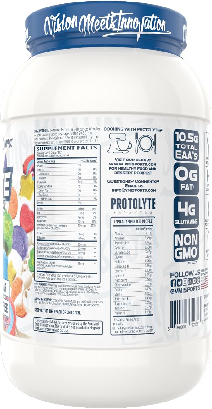 VMI Sports | ProtoLyte Whey Isolate Protein Powder | Low Calorie Whey for Weight Loss and Muscle Gain | Digestive Enzymes | Non-GMO (1.6 lb Marshmallow Charms)