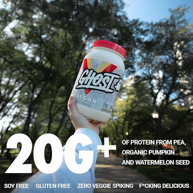 GHOST Vegan Protein Powder Chocolate Cereal Milk - 2lb 20g of Protein - Plant-Based Pea &amp Organic Pumpkin Protein - ­Post Workout &amp Nutrition Shakes Smoothies &amp Baking - Soy &amp Glut