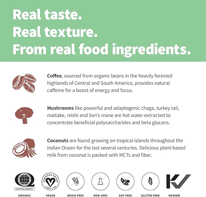 Sprout Living Epic Protein Plant Based Protein &amp Superfoods Powder Complete Coffee | 20 Grams Organic Protein Powder Adaptogens Mushrooms Vegan Non-GMO Gluten Free (1 Pound 12 Servings)