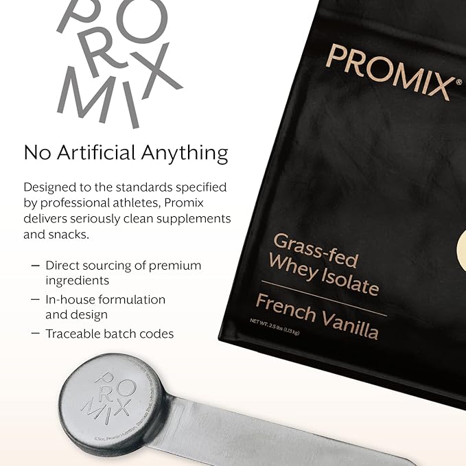ProMix Nutrition Whey Protein Isolate Powder - Grass-Fed - ­Post Workout Fitness &amp Nutrition Shakes Smoothies Baking &amp Cooking Recipes - Gluten-Free &amp Keto-Friendly - Vanilla - 5 Pound (