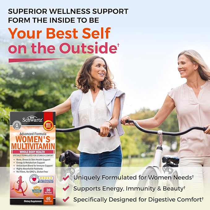 Daily Multivitamin for Women Capsules (1 Month Supply) Plus 65 Billion CFU Daily Probiotic Supplement (1 Month Supply)