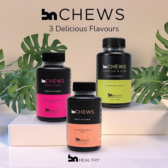 BNHealthy Chewable Bariatric Multivitamin with Iron Vitamin B12 Delicious Raspberry Flavor – 60 Ct – 30-60 Day Supply.