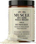 LifeCell Whey Protein – Anti-Aging Muscle Builder with Shiitake Mushroom Collagen &amp Hyaluronic Acid – Vanilla No Sugar Added Soy-Free Gluten-Free 550g
