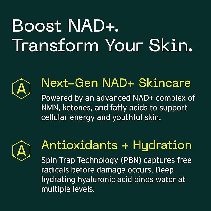 Aramore NAD+ Cell Energizing Skin Care Treatment with Proprietary NAD+ Precursor Complex Clinically Proven to Target 12 Signs of Aging - 50ml