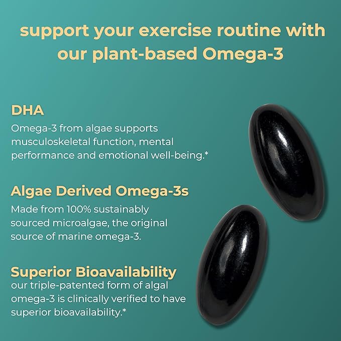 Iwi Omega-3 Sport 60 Softgels (30 Servings) Plant-Based Vegan Algae Omega 3 with DHA Exercise Recovery Support Dietary Supplement Krill &amp Fish Oil Alternative No Fishy Aftertaste