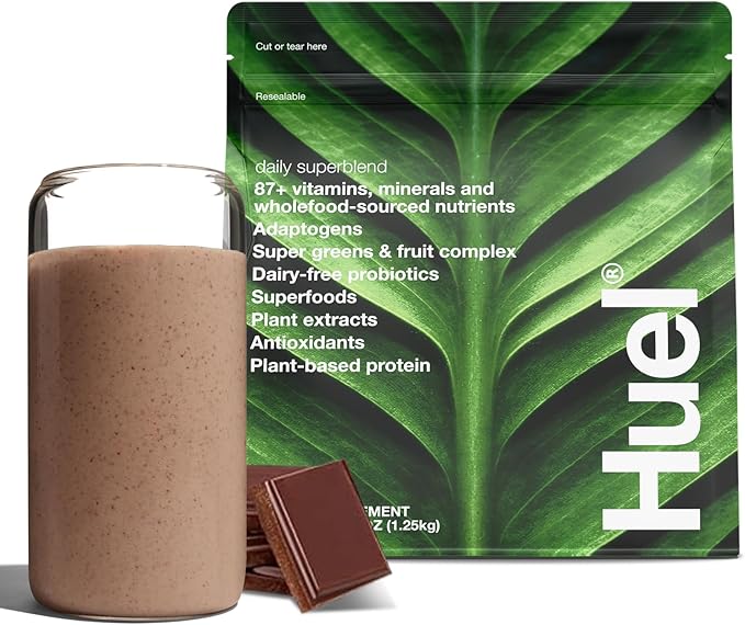 Huel Daily Superblend Chocolate Powder | 25g Plant Based Protein | Super Greens Powder | 87 Vitamins Minerals and Wholefood-Sourced Ingredients |19 Servings