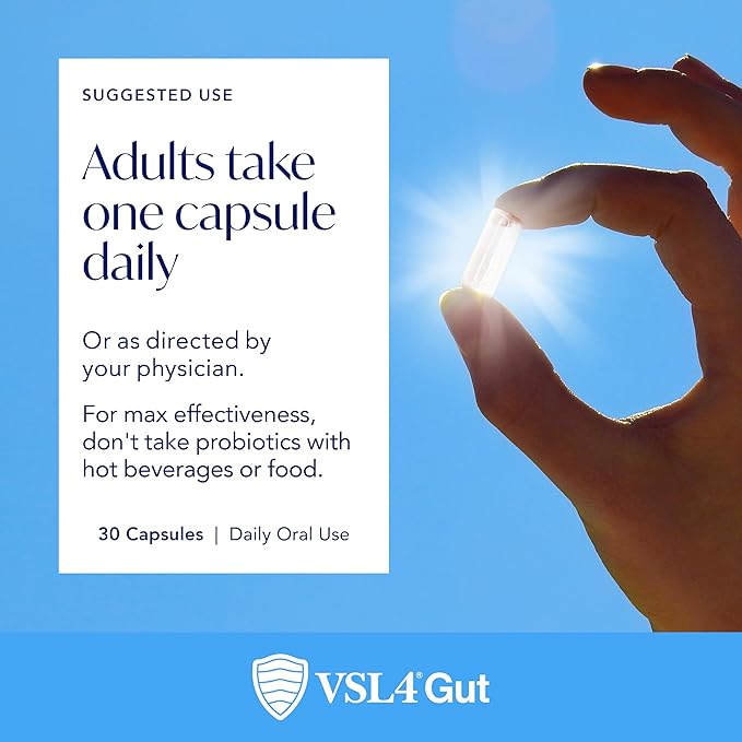 VSL4® Gut Daily Probiotics for Gut Health - 30B CFUs Multi-Strain Digestive Support for Women &amp Men Promotes Gut Balance &amp Regularity Potent Shelf-Stable Probiotic Supplement 2 Pack (60 C