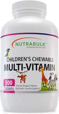 NutraBulk Children’s Chewable Multi-Vitamins - Promoting Kids' Overall Development - USA-Made May Help to Support Immune Bone Brain &amp Overall Well Being- Vegan &amp Gluten Free - 500 Cherry Ta