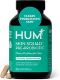 HUM Skin Squad Probiotics for Women and Men Skin Care Supplement for Clear Complexion &amp Gut Health Support Microbiome Prebiotic &amp Probiotic Supplement for Breakouts Digestive Health 60 Cap