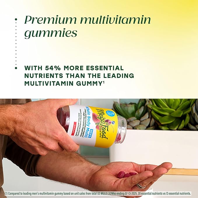 MegaFood Men’s Whole Body Multivitamin Gummies - Multivitamin For Men - Vitamin C Magnesium Citrate Vitamin D3 Methylated B12 &amp Zinc - Muscle Brain Heart Immune Support - 90 Gummies 30 Serv