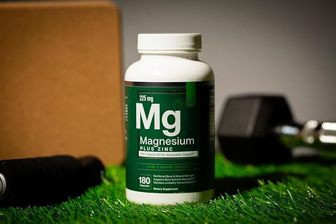 Essential Elements Magnesium Plus Zinc with Vitamin D3 | Scientifically Formulated Heart Bone &amp Muscle Support | 225mg Triple-Strength Magnesium Complex with Glycinate Malate Citrate | 180 Coun