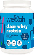 Wellah Clear Whey Protein Isolate Powder (Blue Raspberry) 30 Servings - 20g of Protein 90 Calories Sweetened with Stevia