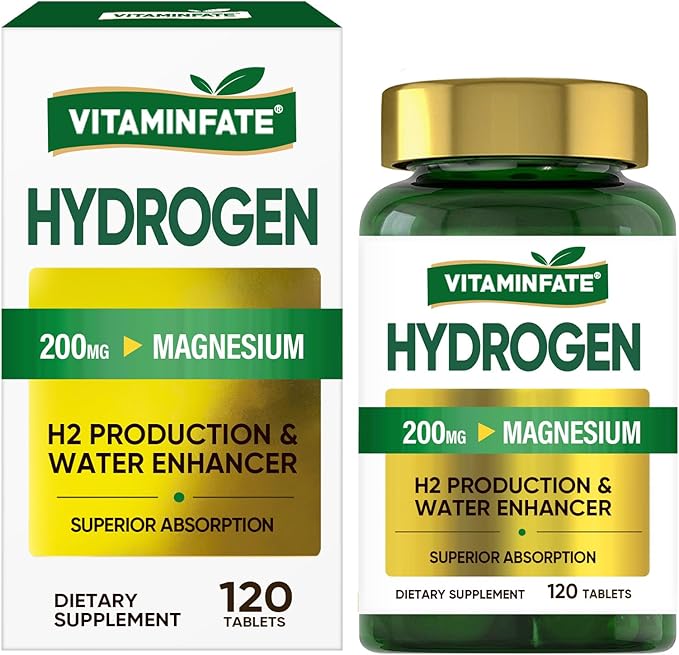 Hydrogen Water Tablets with Magnesium &amp Electrolytes 120 Tablets | H2 Molecular Hydrogen Supplement to Support Energy Brain Health Metabolism &amp Healthy Aging
