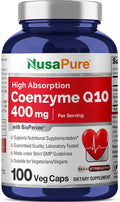 NusaPure CoQ10 400mg 100 Veggie Caps (Vegan Non-GMO) Coenzyme Q10 Supplement Antioxidant COQ-10 Enzyme Coq 10
