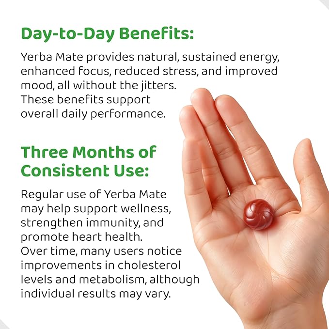 HOLYMARY Yerba Mate Gummies Quince - Made with Organic Unroasted Yerba Mate. Free from Added Caffeine. Vegan Non-GMO Gluten-Free Kosher. 50 Delicious Supplement Gummies