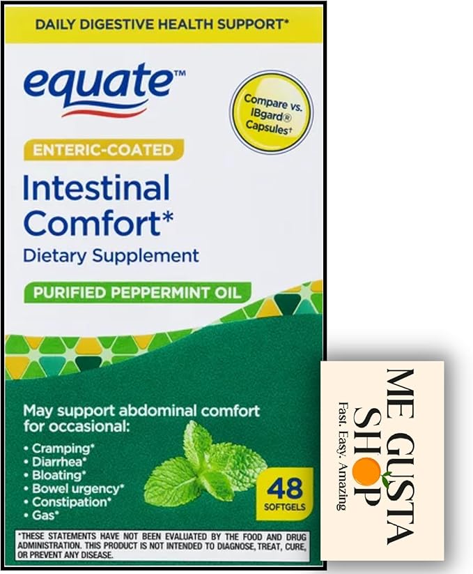 Equate Peppermint Oil Softgels Dietary Supplement 48 Count + me Gusta Sticker