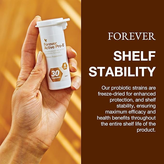 Forever Living - Active Pro-B - Advanced Probiotic with 8 Billion CFU and 6 Synergistic Strains - Soy and Gluten-Free - 30 Capsules