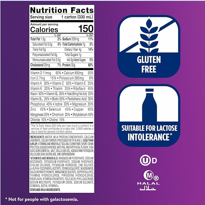 Ensure Max Protein Milk Chocolate Nutrition Shake 30g Protein 1g Sugar 4g Fiber Blend 15 Pack