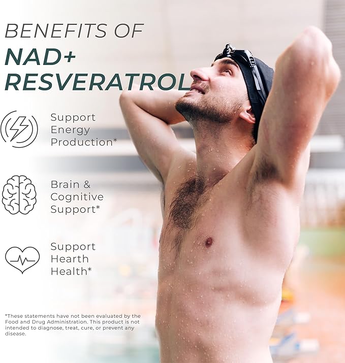 Neurogan NAD+ Resveratrol Supplement - Cellular Balance Support - 1200mg NAD+ &amp Trans-Resveratrol per Serving 90 Count