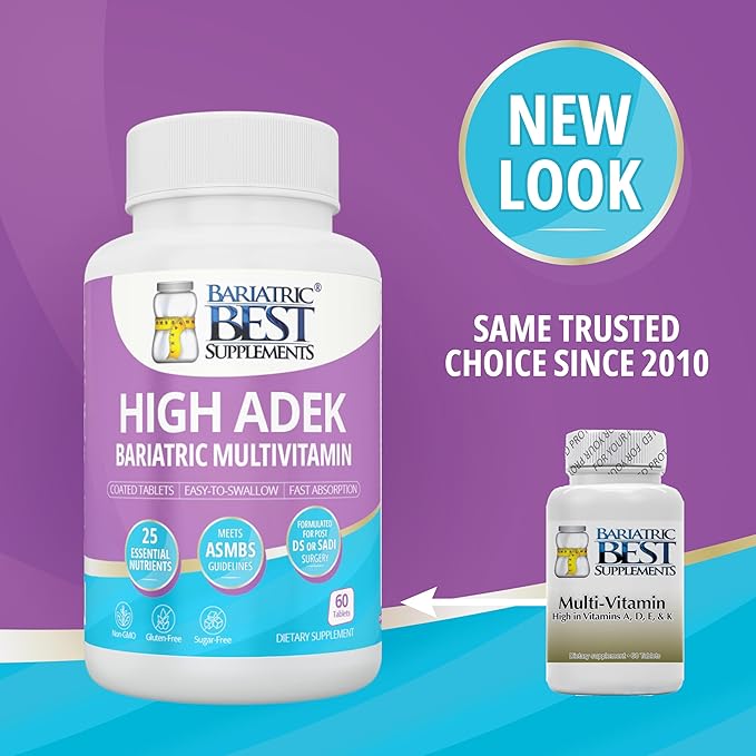 High A D E K Bariatric Multivitamin for Post DS/SADI Surgery 25 Essential Nutrients for Post-Weight Loss Surgery 60 Tablets Meets ASMBS Guidelines for Bariatric Bypass