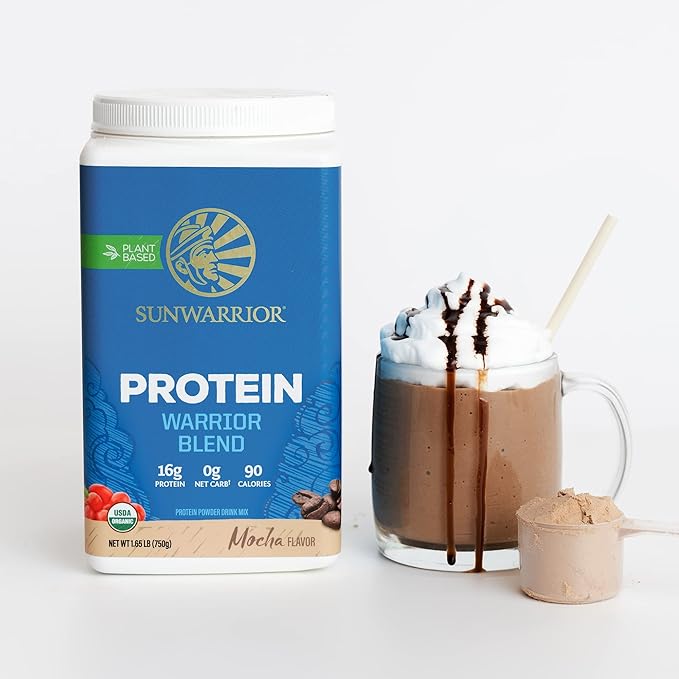 Sunwarrior Mocha &amp Vanilla Organic Plant Based Protein Powder Set | Bundle &amp Save | Vegan Organic Protein Powder | Non-GMO Soy Dairy Filler &amp Gluten Free (17 Servings Vanilla 30 Servings