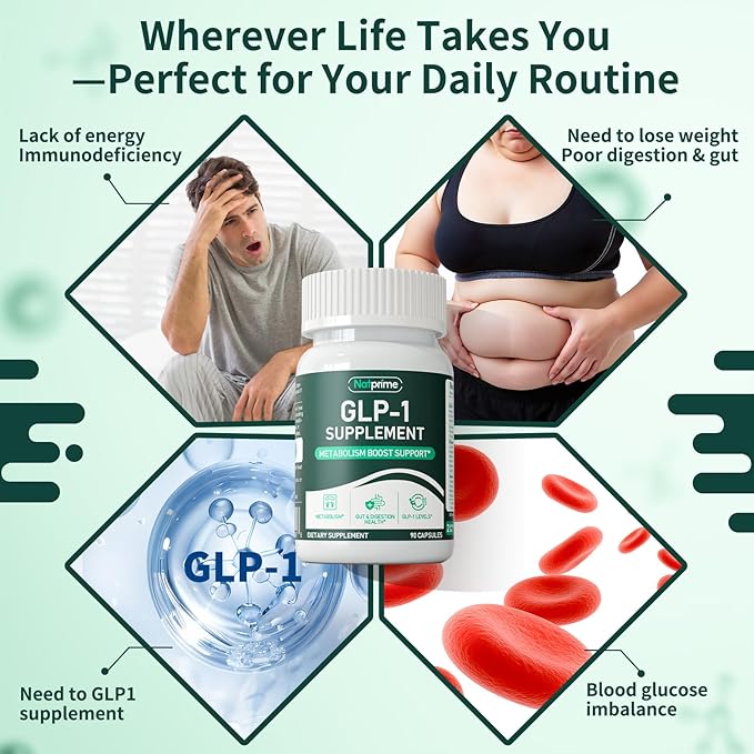GLP-1 Supplement for Women &amp Men - Natural GLP 1 Support Glp Activate Glp1 Booster for Appetite Suppressant Immune Gut Metabolism Energy GLP-1 Levels &amp Overall Health - 90 Capsules