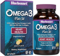 Bluebonnet Nutrition Omega-3 Heart Formula Natural Wild Caught Triglyceride Form DHA 600 mg EPA 800 mg - Highly Concentrated Heart Health Support Supplement - Gluten-Free - 60 Softgel