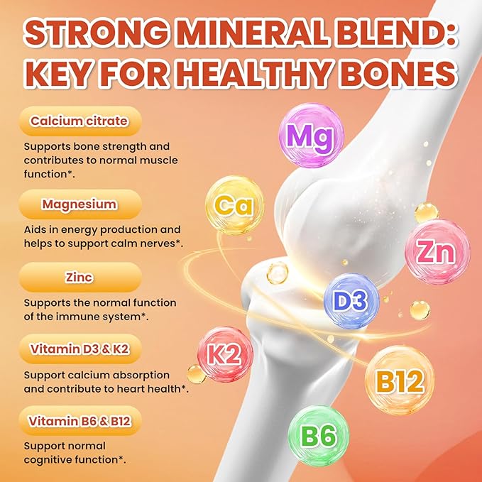 Calcium Citrate Gummies - 1200mg Calcium Gummies Supplements for Women &amp Men with Vitamin D3 K2 Magnesium Zinc High Absorption for Bone Muscle &amp Immune Support Peach &amp Mango Flavor 1