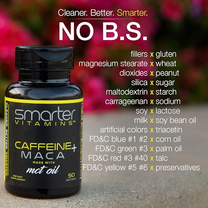 (3 Pack) Smarter Energy Pills 200mg Caffeine &amp Coconut MCT Oil with Maca Root 150 Liquid Softgels