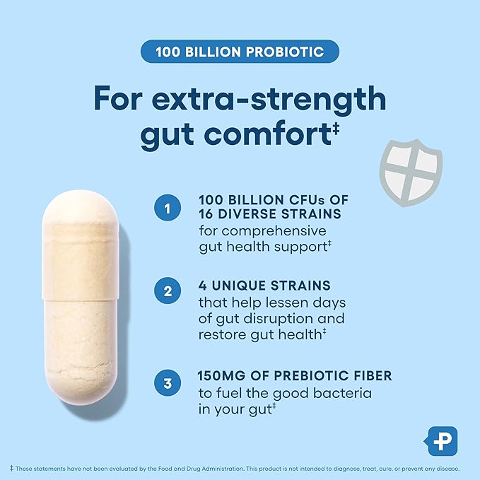 Physician's CHOICE 100 Billion Advanced Probiotic - 16 Strains + Organic Prebiotics - Digestive &amp Gut Health - Supports Occasional Constipation Diarrhea Gas &amp Bloating - Probiotics for Women