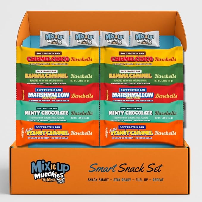 Soft Protein Bars Variety Pack – 10-Pack (5 Flavors) with High Protein Great for Pre Workout and Post Workout Protein Snacks + 4 Mix It Up Mints | Bundled by Mix It Up | Healthy Gift Box
