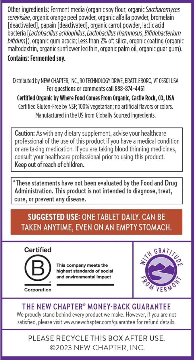New Chapter Men’s Multivitamin B6 Extra B12 D3 Vitamin C &amp Zinc Immune Heart Cellular Energy and Brain Health Gentle on The Stomach One Daily Non-GMO Gluten-Free 18+ 96 Tablets