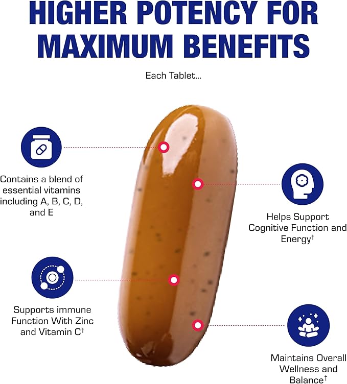 30-In-1 Adult Multivitamin with Iron - Antioxidant Rich Over 50 Multivitamin for Women and Men with Vitamins A C D E B Complex Zinc Magnesium Myo Inositol Lutein Lycopene &amp More - 2 Month Supply