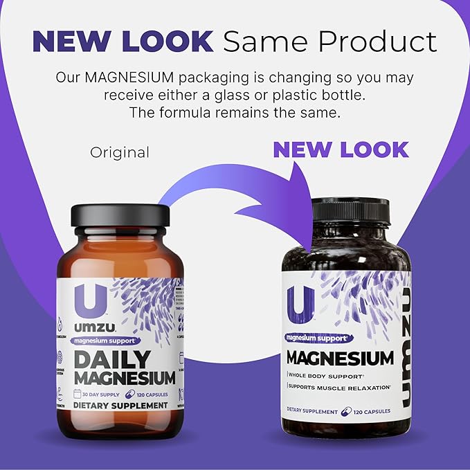 UMZU Daily Magnesium 30 Day Supply – Advanced Bioavailable Magnesium Complex with 3 Highly Absorbable Forms – Naturally Supports Energy Metabolism Muscle Relaxation Calmness &amp Overall Wellness