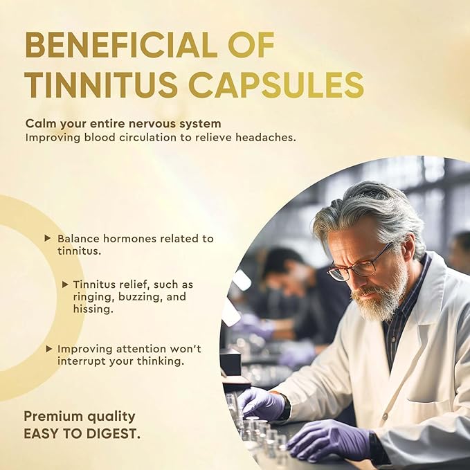 1200MG Tinnitus Relief for Ringing Ears - Advanced Ear Health Support Supplement with Hibiscus &amp Hawthorn Berry - Soothing Comfort for Ear Noise - Non-GMO &amp Vegan - 120 Capsules