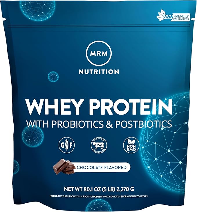 MRM Nutrition Whey Protein - Vanilla Flavored Microfiltered Whey Protein Isolate &amp Concentrate 16 Different Probiotic Strains BCAAs &amp Digestive Enzymes Gluten Free for Women &amp Men -