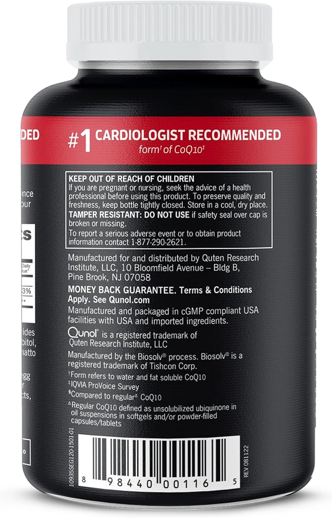 Qunol CoQ10 100mg Softgels Qunol Ultra CoQ10 100mg 3x Better Absorption Antioxidant for Heart Health &amp Energy Production Coenzyme Q10 Vitamins and Supplements 120 Count (Pack of 24)