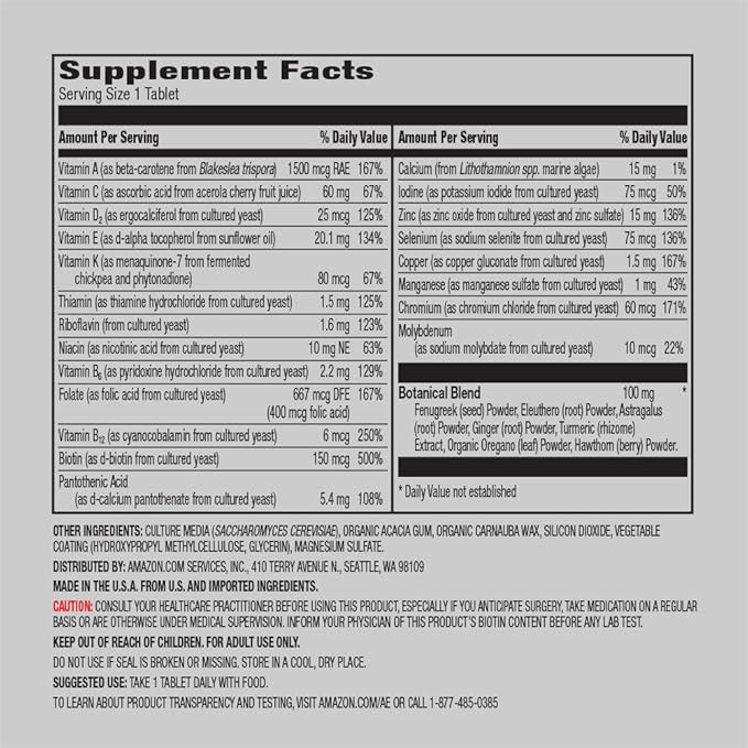 Amazon Elements Women's 40+ One Daily Multivitamin and Men's One Daily Multivitamin (65 Tablets)