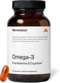 Momentous Omega-3 Fish Oil - High-Potency EPA &amp DHA Supplement for Men &amp Women - Supports Heart Joint &amp Brain Health - NSF Certified for Sport - Non-GMO - Gluten-Free - 1600 mg - 30 Ser