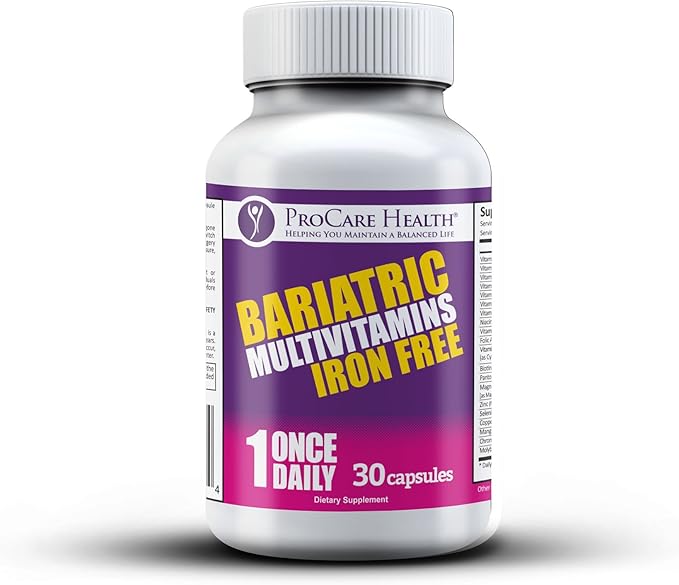 Procare Health Bariatric Multivitamin with Iron Free (30 Fast Dissolving Veggie Capsule) - Bariatric Vitamins for Gastric Sleeve &amp Gastric Bypass Bariatric Multivitamin Without Iron (1 Month Supp