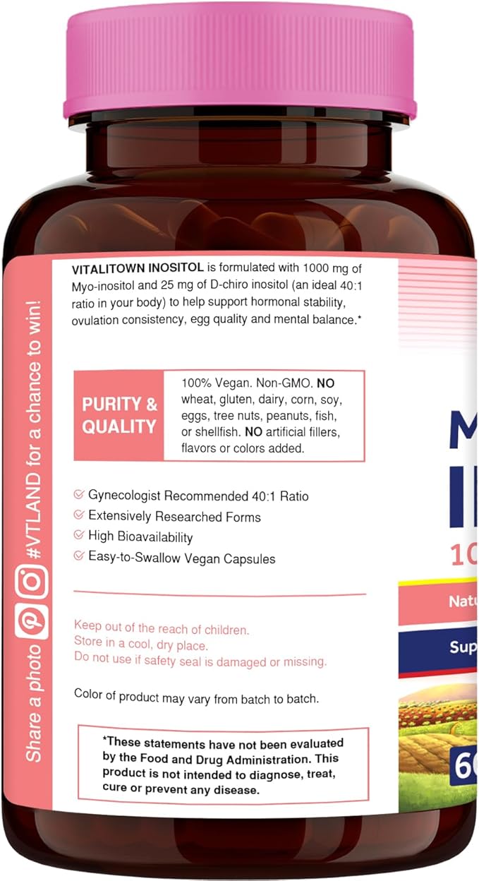 Vitalitown Probiotics &amp Inositol Bundle - 120 Billion CFUs 36 Strains + Prebiotics &amp Digestive Enzymes + Myo-Inositol &amp D-Chiro Digestive Health Immune &amp Hormone Balance for Men &amp