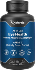Naturalis Areds2 Clinically Based Eye Supplement | Lutein Zeaxanthin Astaxanthin Bilberry Blueberry Cranberry &amp Grape Seed Adaptogen Blend | 120 Vision Essential Softgels