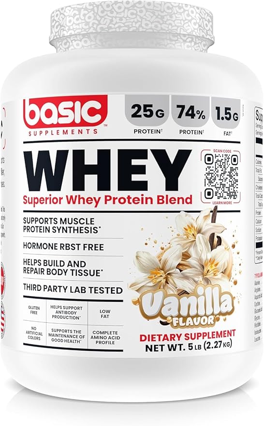 Whey Protein Powder 25g Protein Complete Amino Acid Profile Gluten-Free Low Fat RBST-Free Supports Muscle Recovery &amp Antibody Health