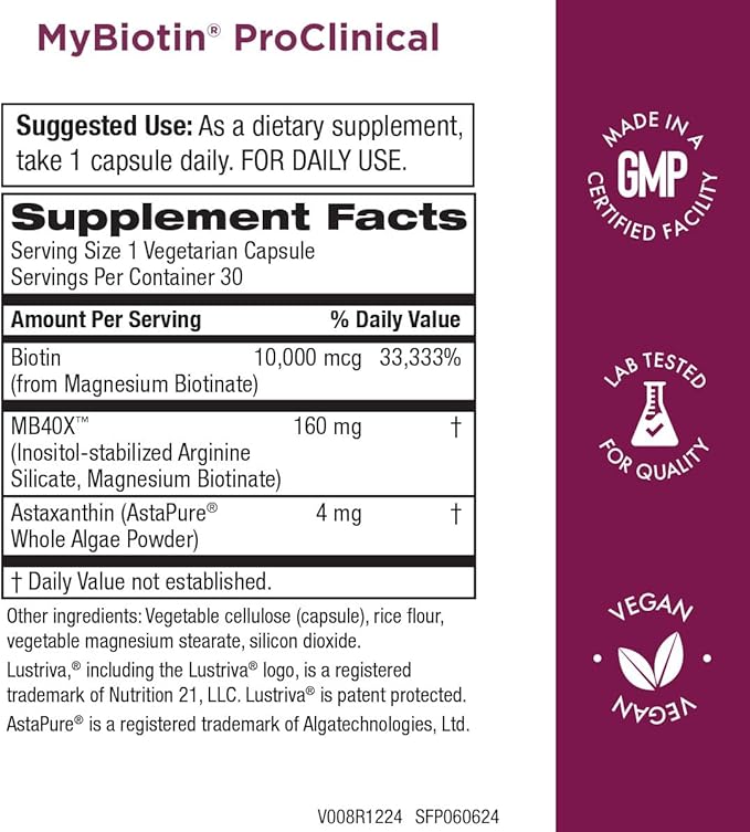 Purity Products Bundle - MyBiotin ProClinical + MyKeratin Advanced Hair Therapy MyBiotin ProClinical (Biotin MB40X Matrix Astaxanthin) - MyKeratin (Next Generation Keratin Hair Skin &amp Nails)